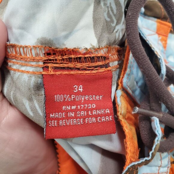 Missimo Men's Y2K Blue Orange Hibiscus Tropical 9.5" Swim‎ Shorts Trunks Size 34 - Picture 7 of 8